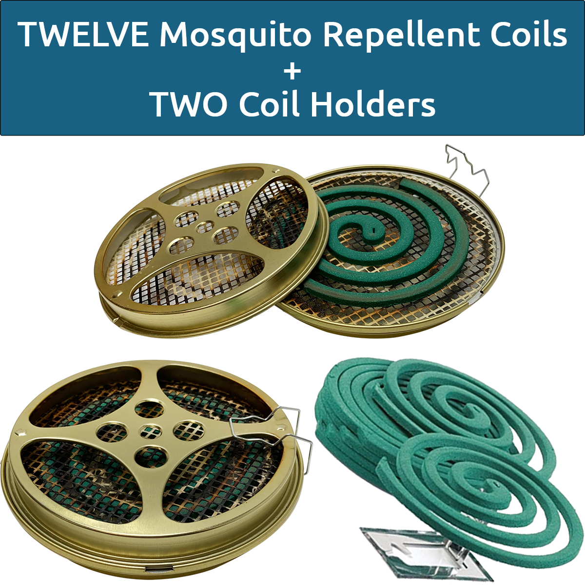 12 Mosquito Repellent Coil & Two Coil Holders