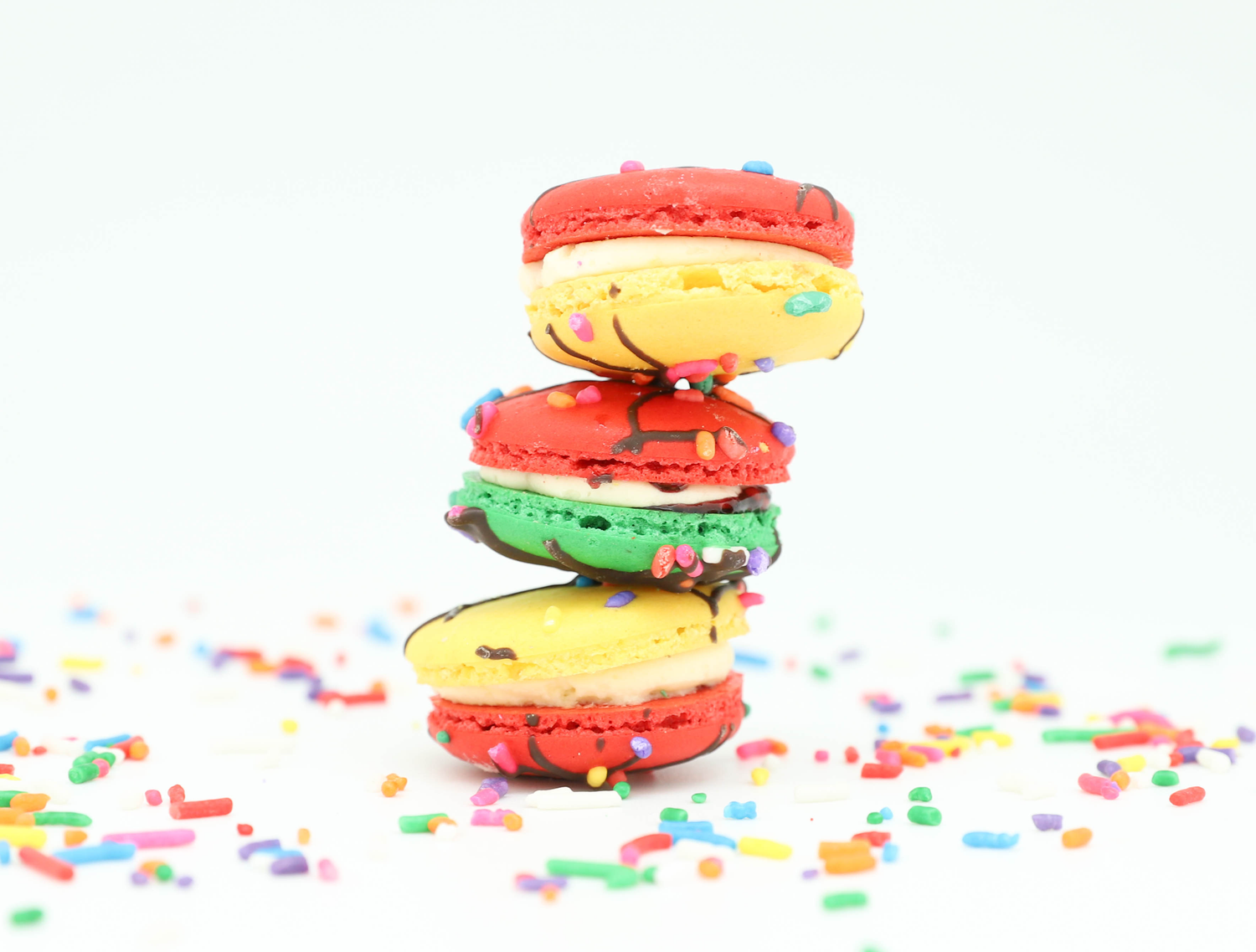 Rainbow Sprinkle Macarons