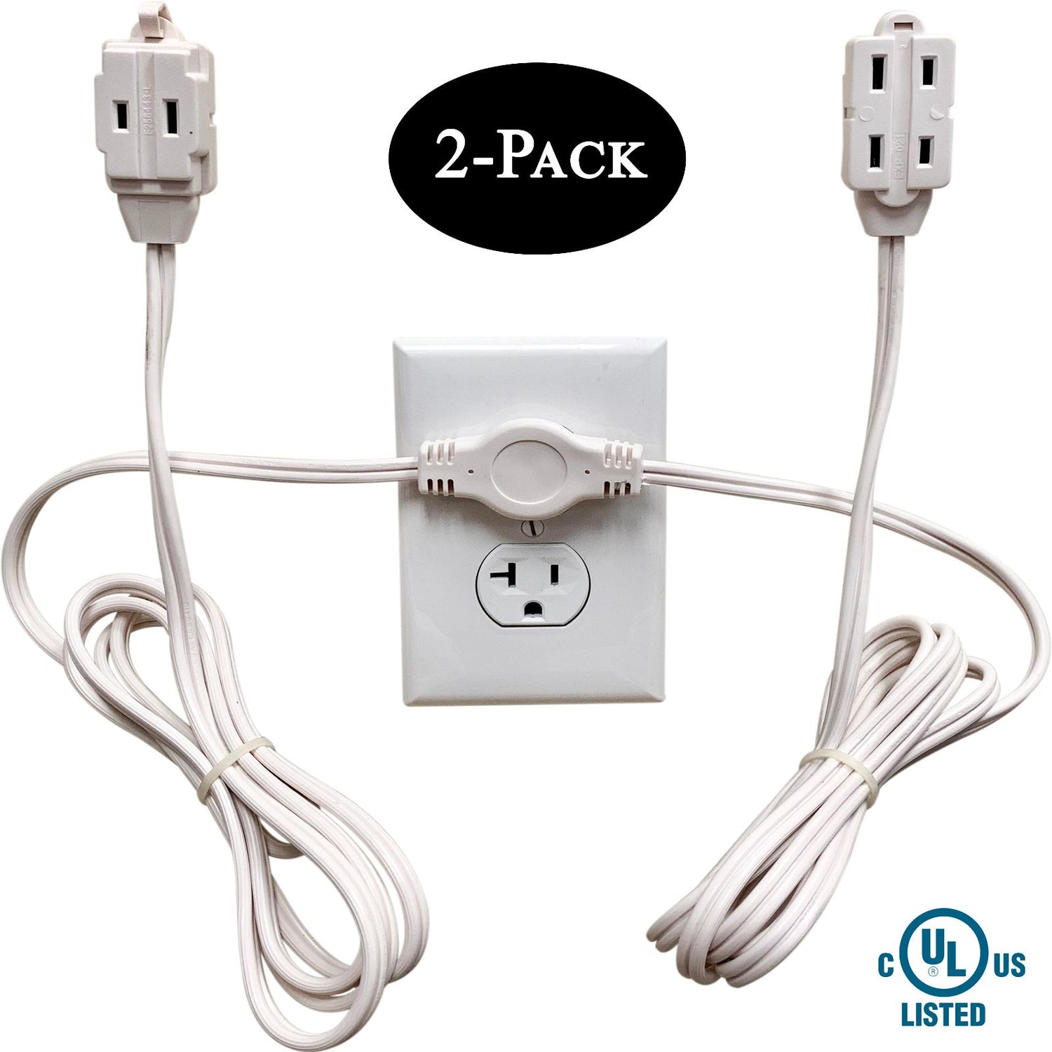 Twin Head Double Extension Cord for Home Office & Behind the Bed & Sofa (USA only) - W4W Products 