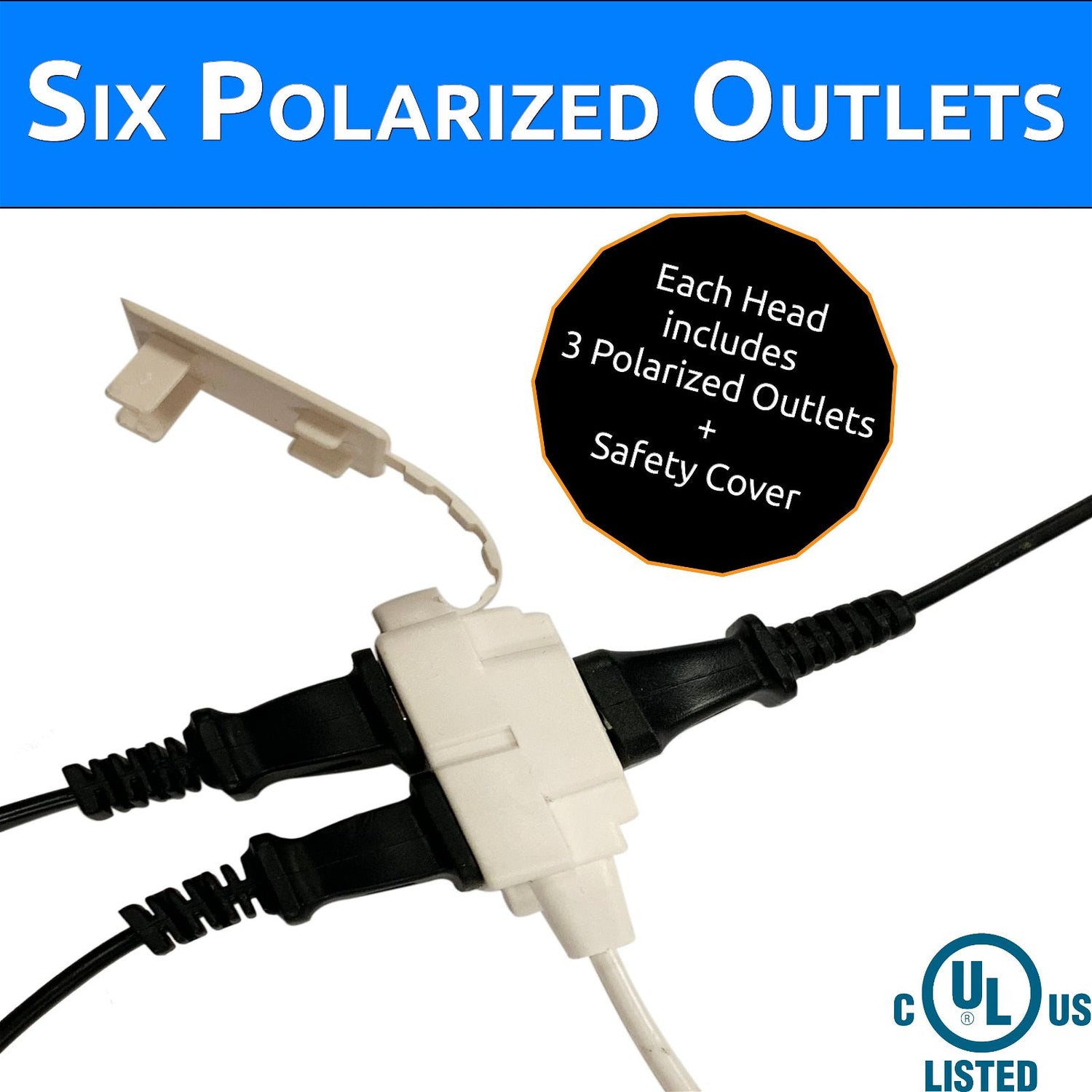 Twin Head Double Extension Cord for Home Office & Behind the Bed & Sofa (USA only) - W4W Products 