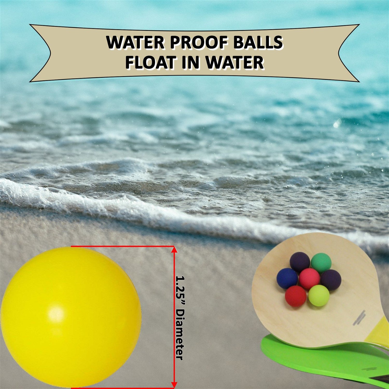 W4W Beach Paddle Ball replacement balls – Extra Balls for Pro Kadima & Smashball Racket (Set of 7 Balls) - Ages 15+ - W4W Products 