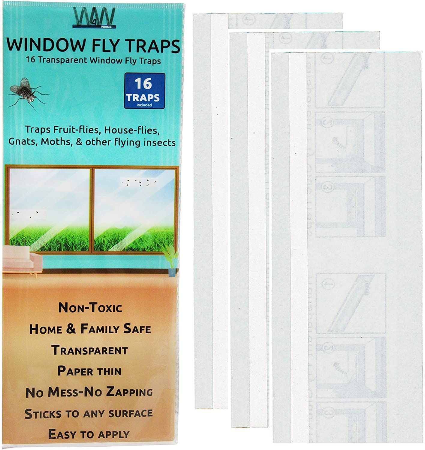 Window Bug & Fly Traps - Non-Toxic & Family Friendly [16 Traps] - W4W Products 