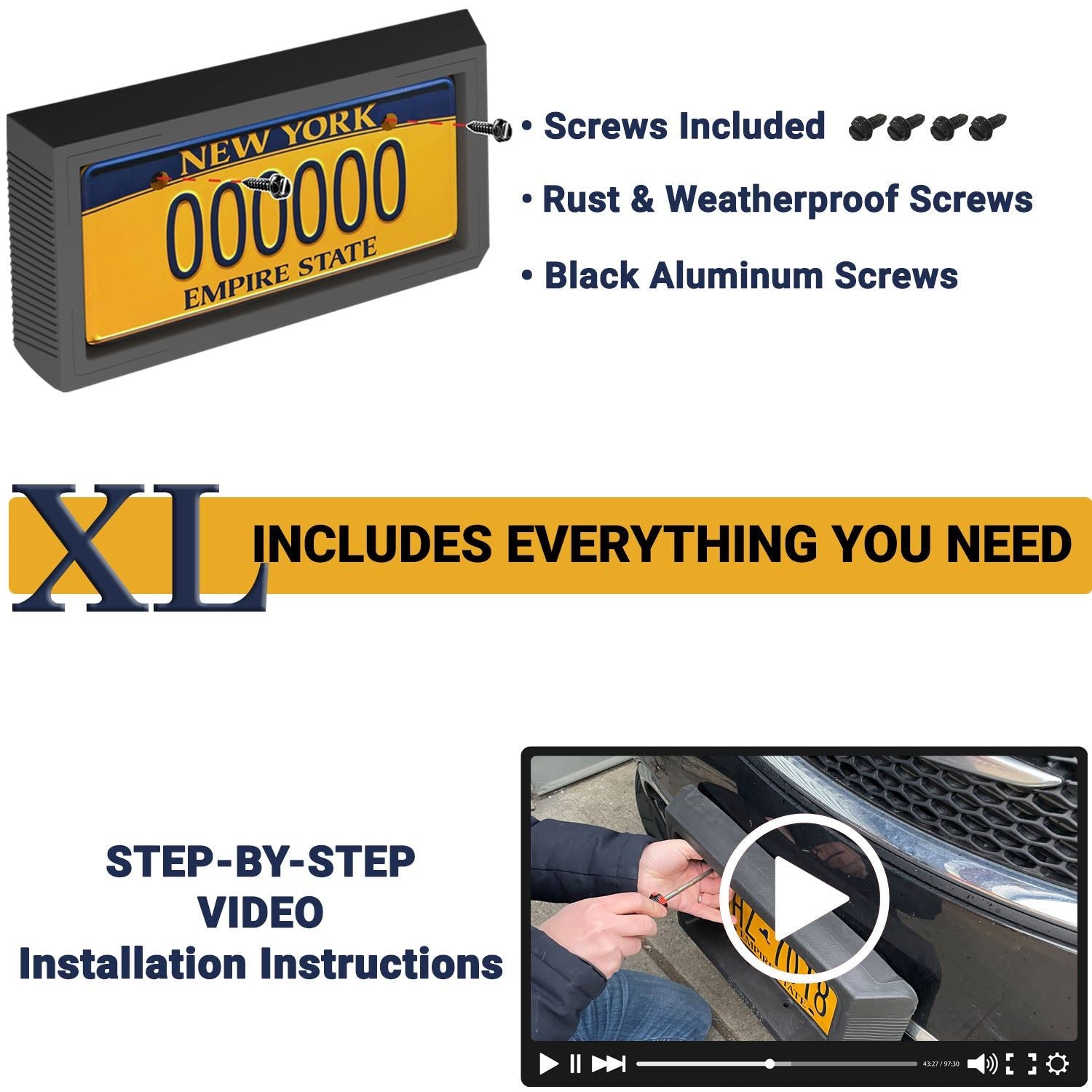 #original_alt_text# - BUMP-XL-360 Front Bumper Guard & License Plate Protector - W4W Products 