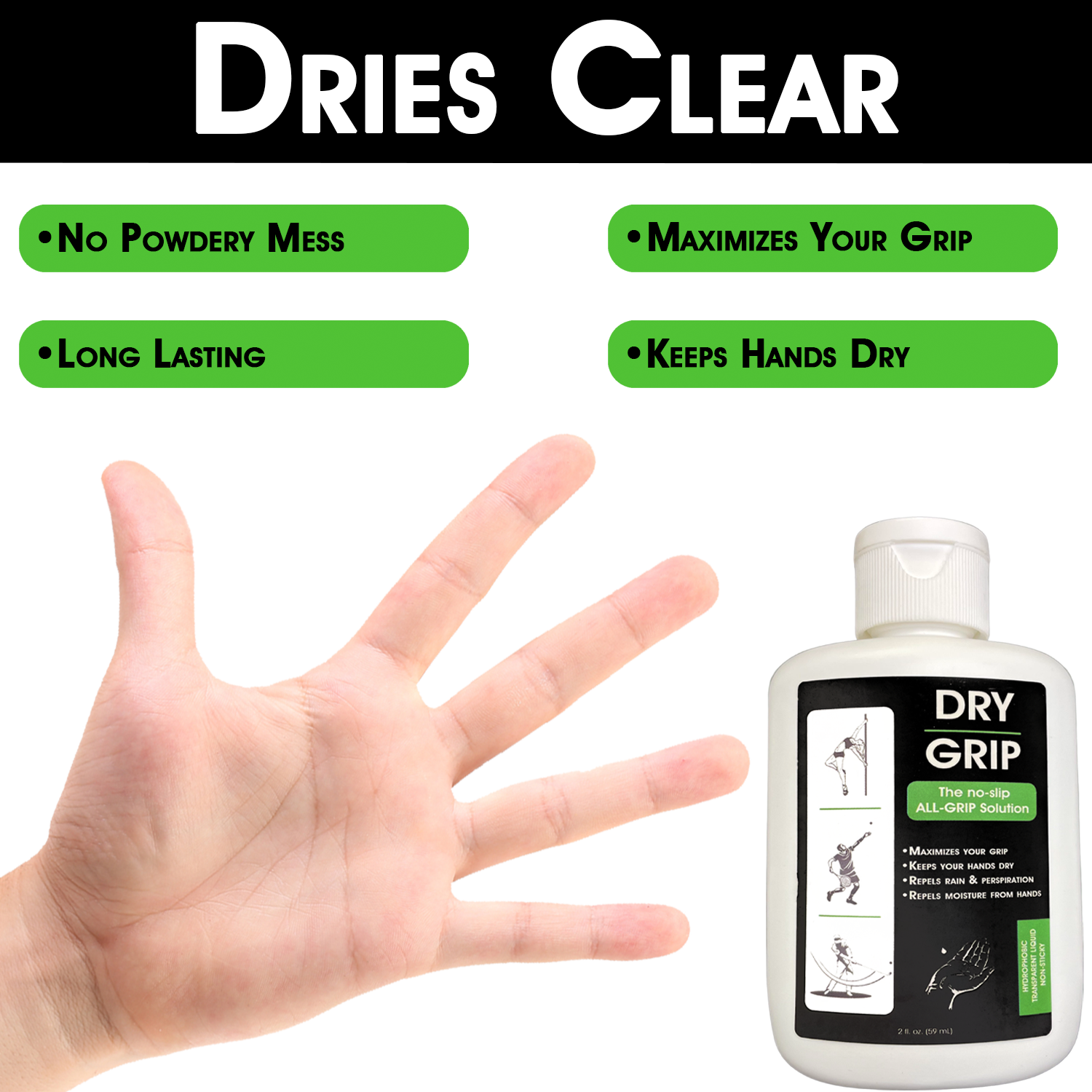 #original_alt_text# - Dry Grip & Pole Grip Solution – Transparent, Non Sticky, Anti-Slip Solution for Pole Dancing, Tennis, Golf and all Sports - Repels Sweat & Moisture from Hands - W4W Products 