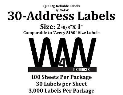 W4W 30-up Name and Address Mailing Labels Sheets