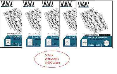 W4W 2-1/2 inch Round Self Adhesive White Labels  Comparable to 5294