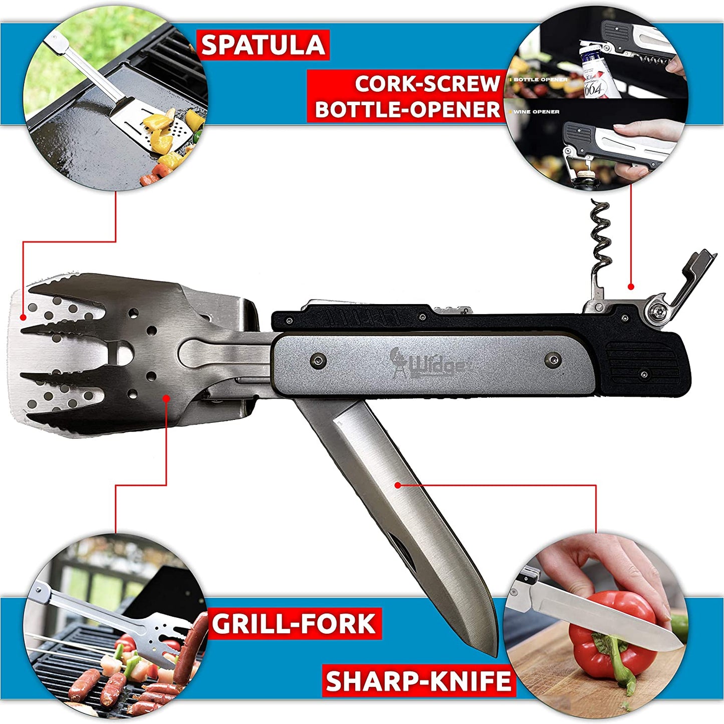 W4W BBQ Camping Utensils Travel Set - 6 in 1 Camping Cooking Gear