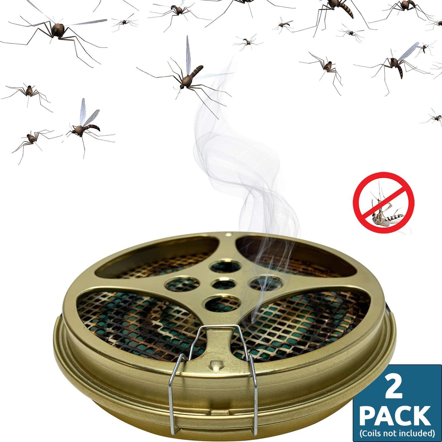Portable Mosquito Coil Holder - Mosquito Coil & incense burner for Outdoor use, Pool side, Patio, Deck, Camping, Hiking, etc. (Includes Set of 2 Holders)
