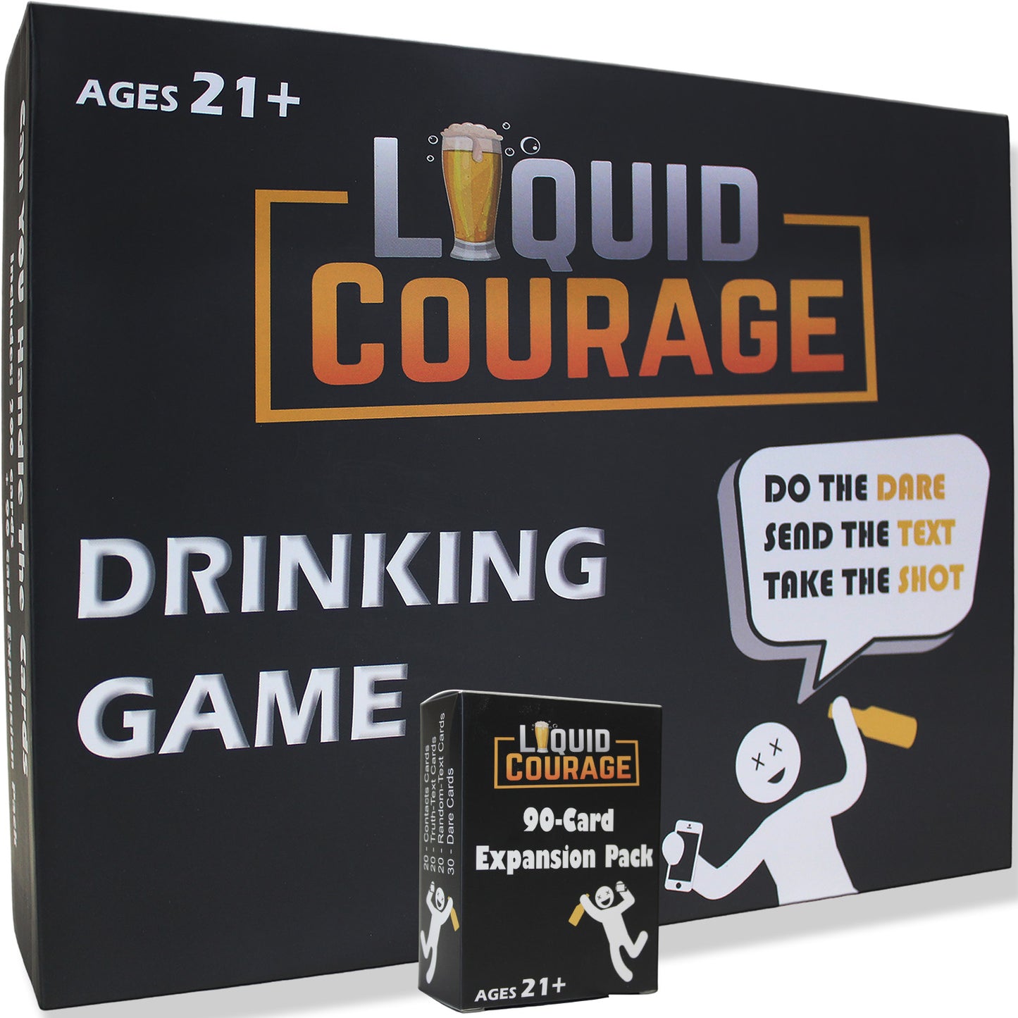 Liquid Courage – Hilarious, Fun Adult Drinking Card Game for Parties Text - Dare - Drink + Bonus 90 Card Expansion Pack