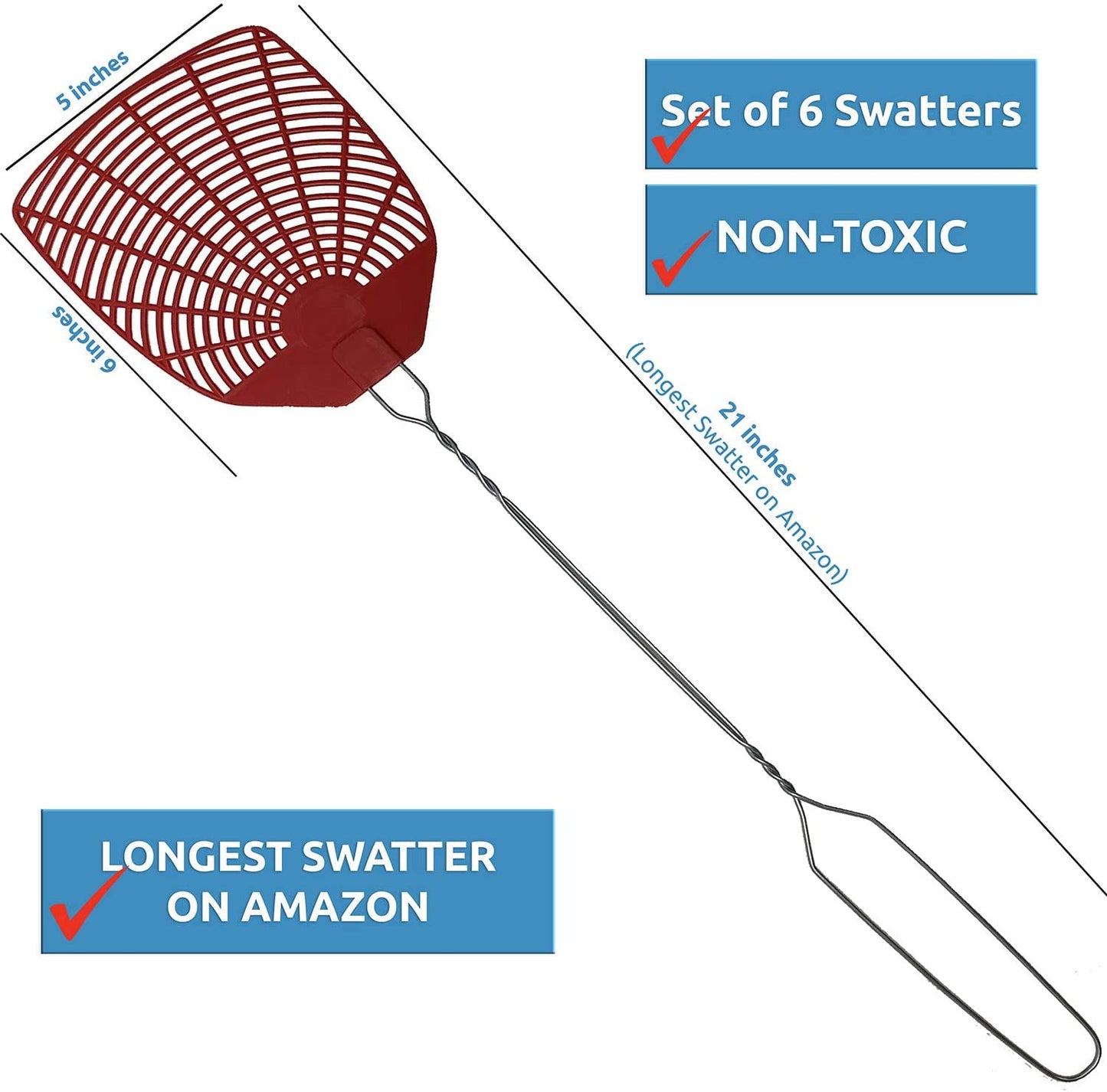 W4W Bug & Fly Swatter – Extra Long Handle